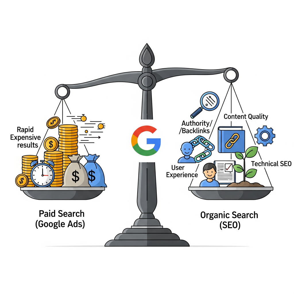 ai overview vs paid vs. organic impressions in Google Search